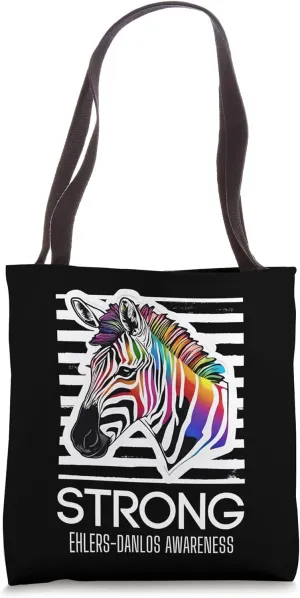 Ehlers-Danlos Awareness EDS Rainbow Zebra Strong Tote Bag