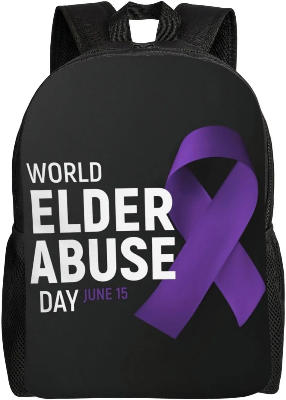 Elder Abuse Awareness Backpack for Women Men Worker Teacher Business Travel Backpacks Shoulders Bag Daypack Bookbag with Mesh Pockets
