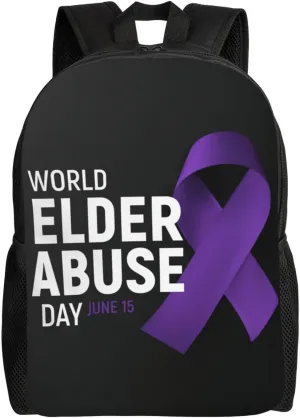 Elder Abuse Awareness Backpack for Women Men Worker Teacher Business Travel Backpacks Shoulders Bag Daypack Bookbag with Mesh Pockets