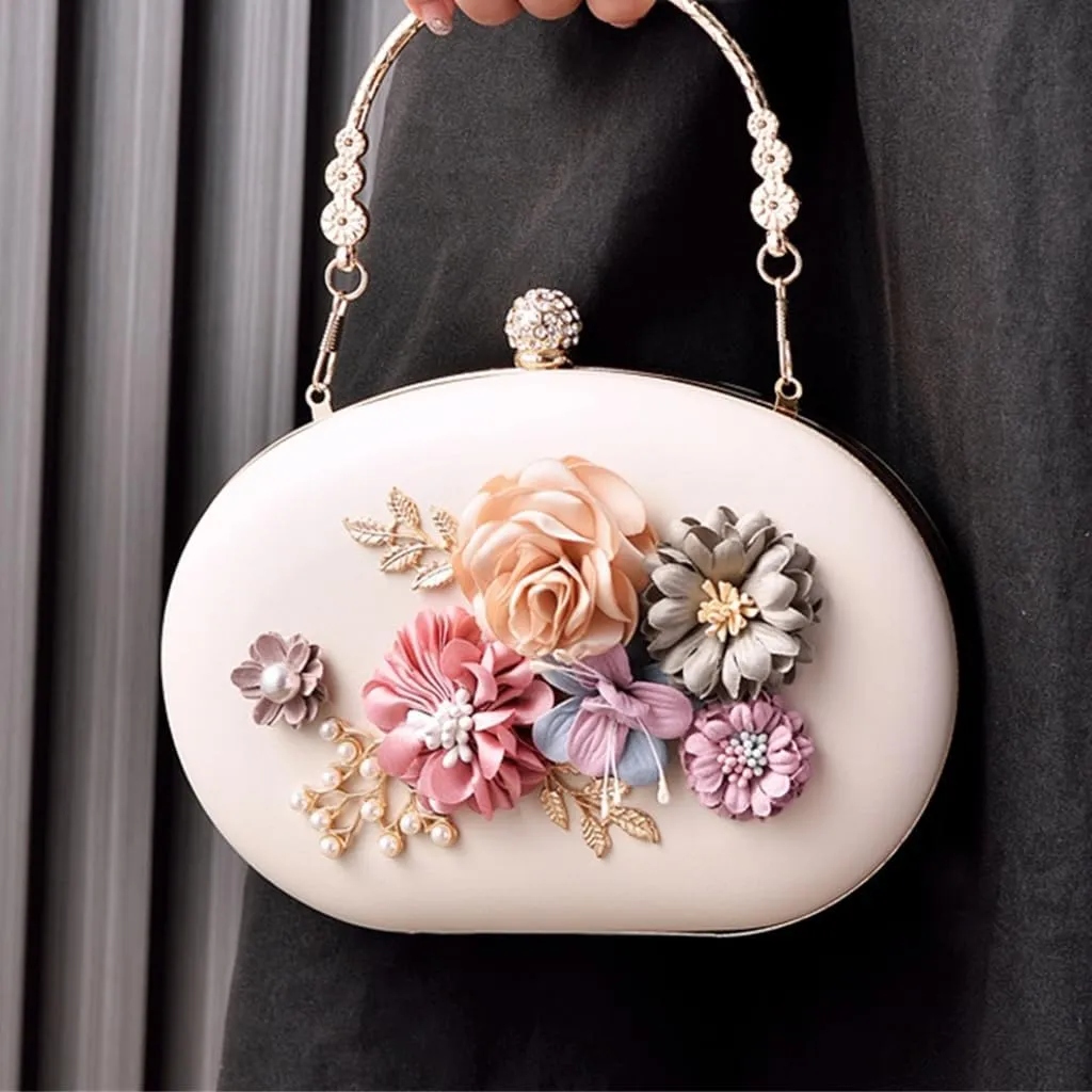 Elegant Floral Evening Bag For Women Eye Catching Shoulder Purse Handbag With Chain Strap For Parties And Weddings