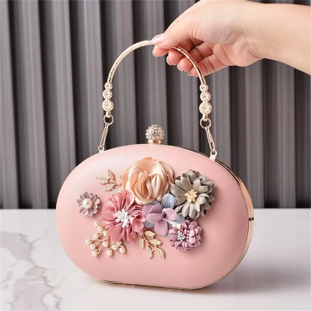 Elegant Floral Evening Bag For Women Eye Catching Shoulder Purse Handbag With Chain Strap For Parties And Weddings