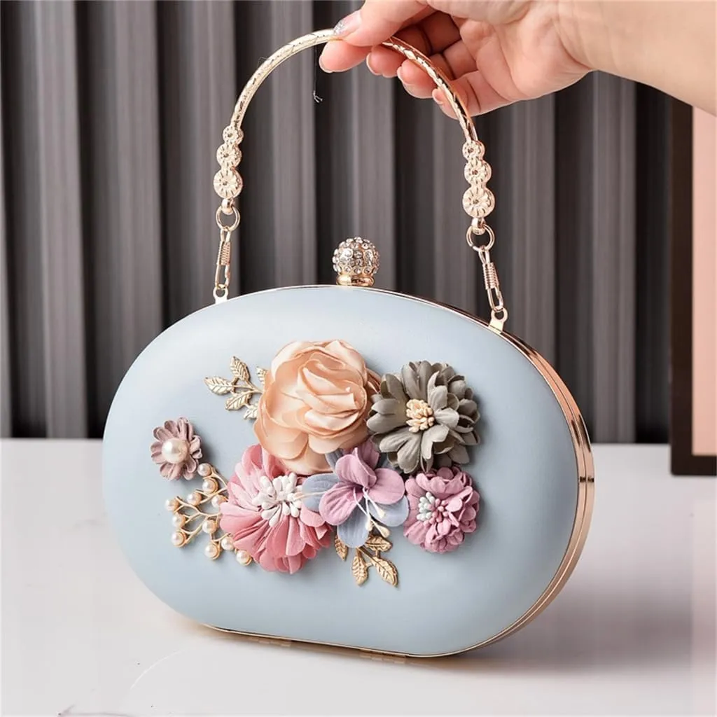 Elegant Floral Evening Bag For Women Eye Catching Shoulder Purse Handbag With Chain Strap For Parties And Weddings