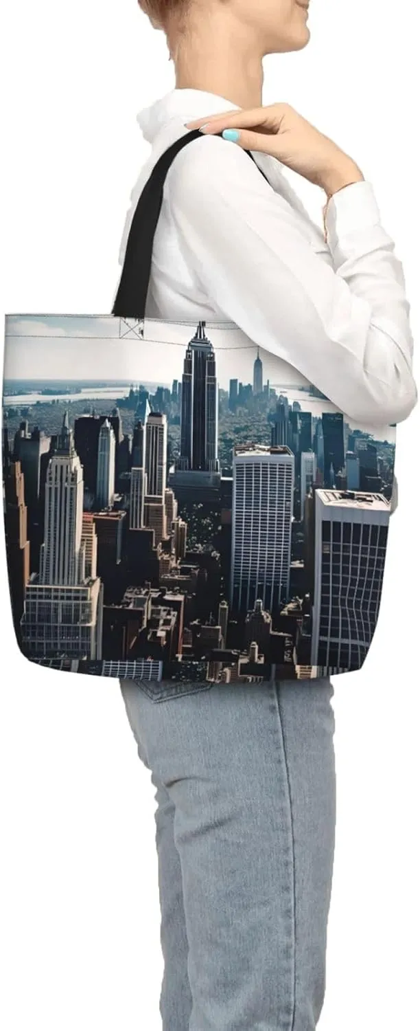 Empire State Building Tote Bag For Women, Large Shoulder Bag Top Handle Handbag For Travel, Work