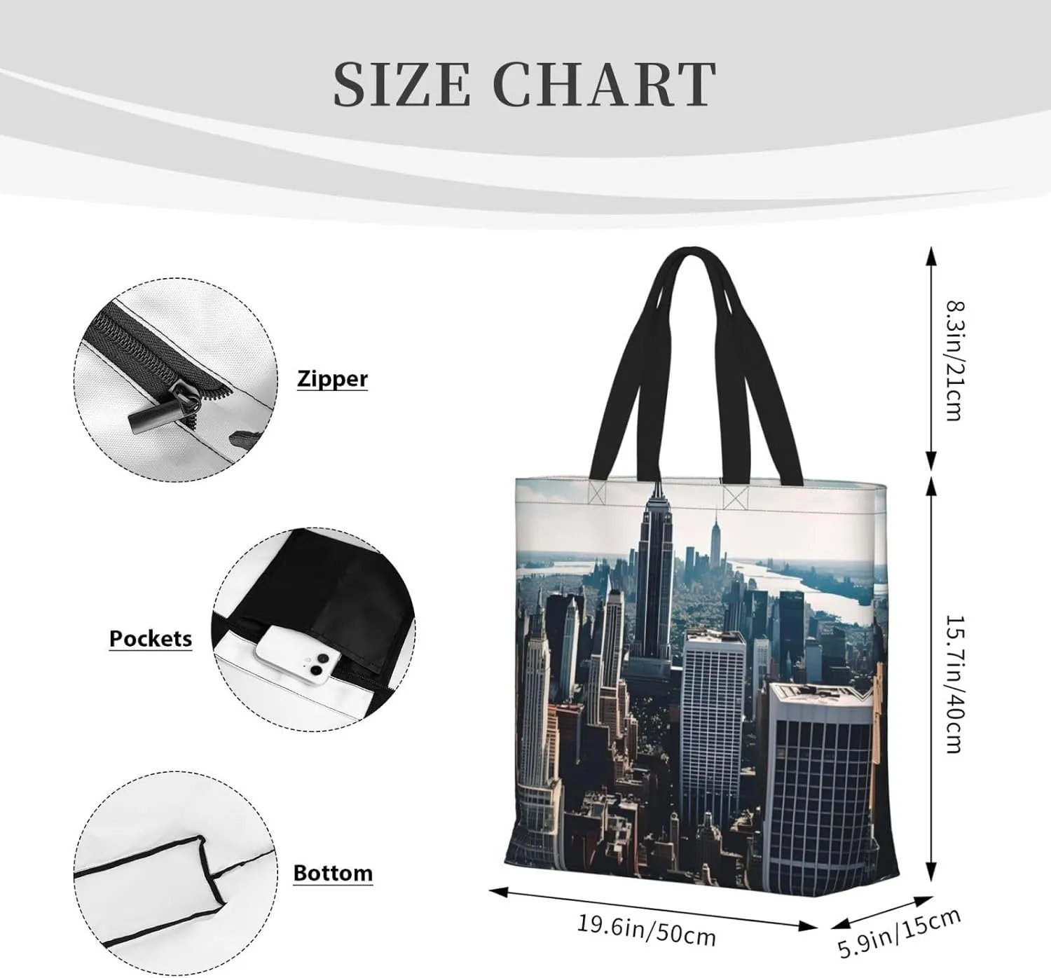 Empire State Building Tote Bag For Women, Large Shoulder Bag Top Handle Handbag For Travel, Work