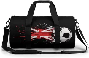 England Flag Soccer Unisex Gym Bag Travel Duffel Bags Overnight Sport Tote with Compartment for Weekender Vacation