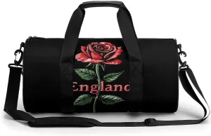 England Red Rose Unisex Gym Bag Travel Duffel Bags Overnight Sport Tote with Compartment for Weekender Vacation