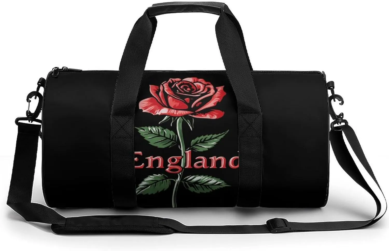 England Red Rose Unisex Gym Bag Travel Duffel Bags Overnight Sport Tote with Compartment for Weekender Vacation