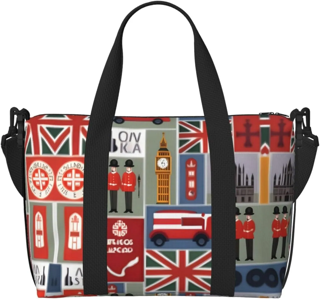 England Symbols print Travel Duffel Bag,workout duffel bag, overnight shoulder Bag,Weekender Bag for Women Men