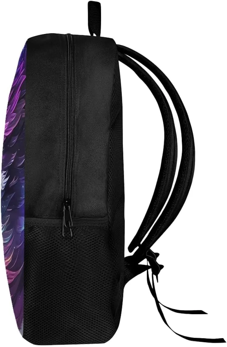 ENLACHIC Kids Cool 3D Purple Sparkle Wolf Print Backpacks for School Travel Bookbag School Bag Laptop Backpack Casual Daypack