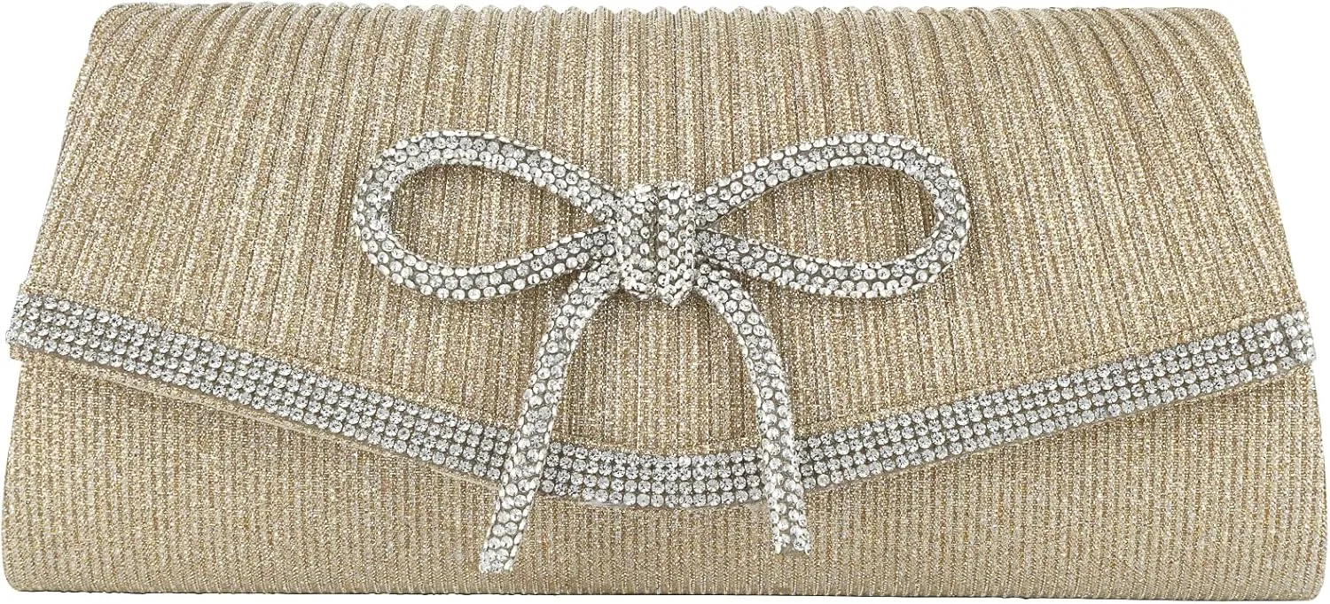 Envelope Clutch Purse Women Rhinestone Bow Sparkly Evening Bag Glitter Wedding Party Prom Handbag