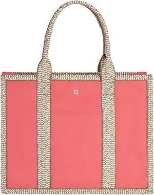 Eric Javits Cote D'Azur Tote Bag - Canvas & Squishee Straw Beach Bags for Women with Zip Pouch & 3 Outer Pockets