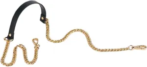 ESUPPORT Purse Straps Replacement Leather Metal Chain For Crossbody Handbags Shoulder Bag Wallet DIY 43.31 Inch Long