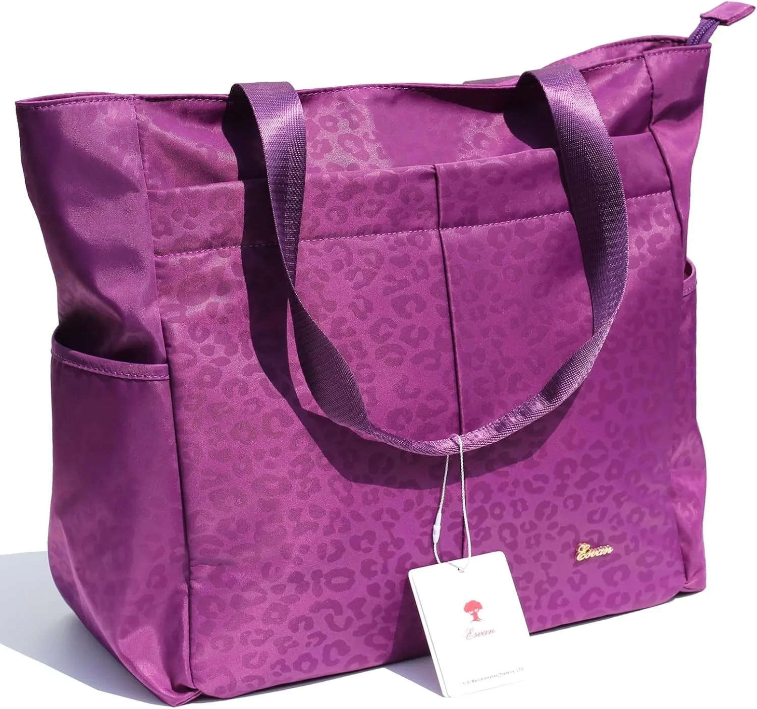 ESVAN Original Floral Tote Bag Large Shoulder Bag with Multi Pockets for Gym Travel Beach Daily Bags