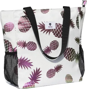 ESVAN Original Floral Water Resistant Large Tote Bag Shoulder Bag for Gym Beach Travel Daily Bags Upgraded