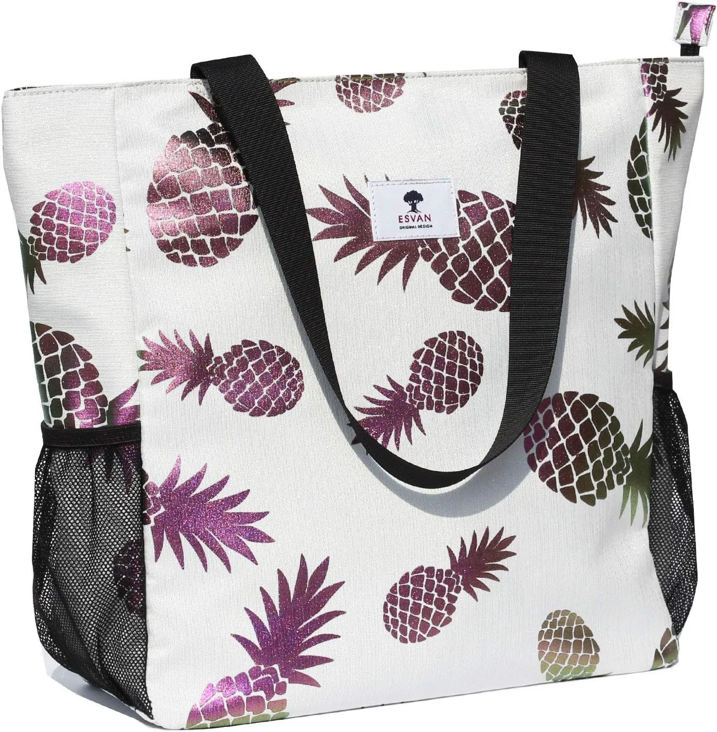 ESVAN Original Floral Water Resistant Large Tote Bag Shoulder Bag for Gym Beach Travel Daily Bags Upgraded