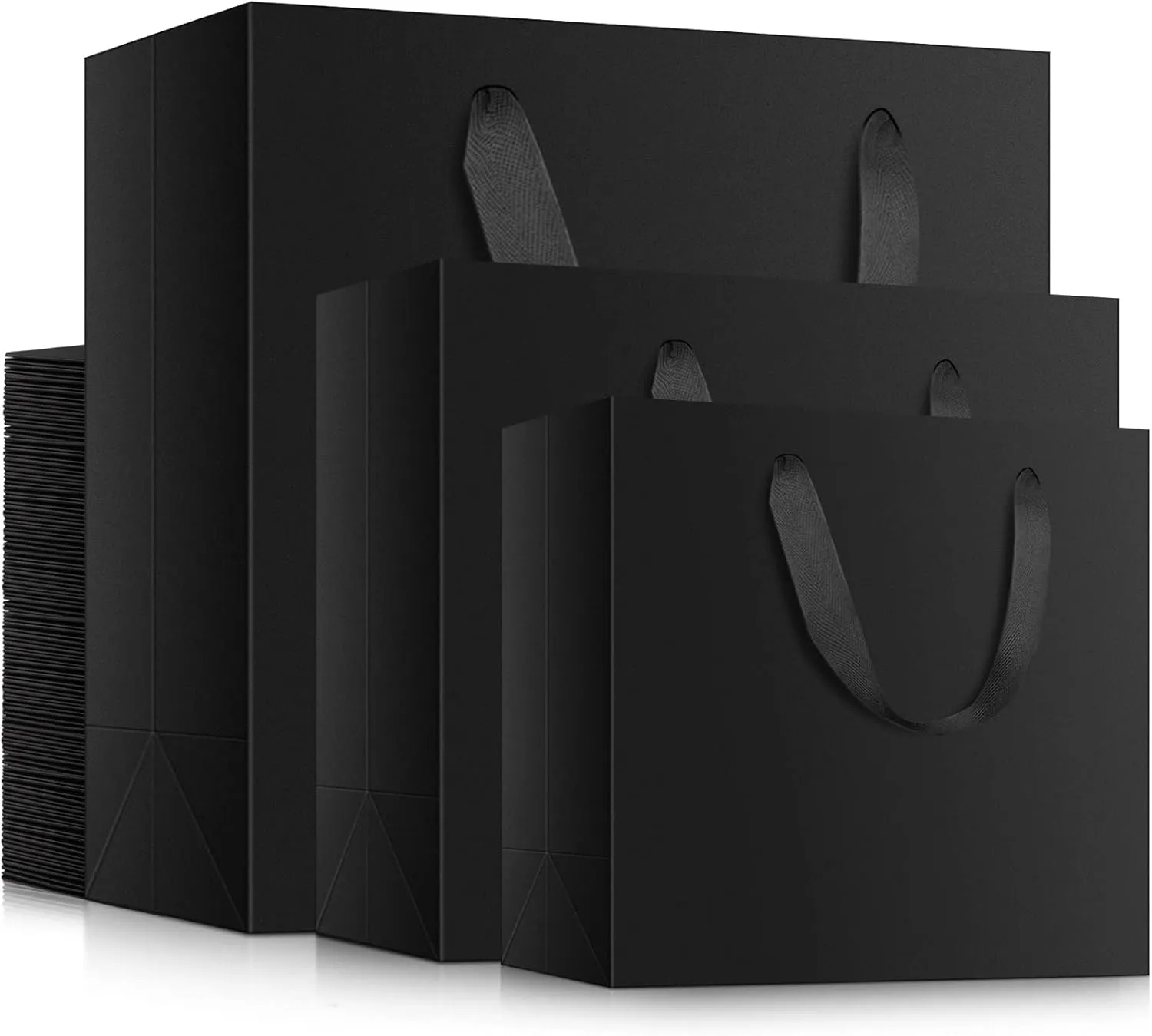 EUSOAR Gift Wrap Bags Bulk, 30pcs Black Heavy Duty Reusable Craft Handle Kraft Bags with 3 sizes, Recyclable Shopping Bags for Boutique, Grocery, Retail, Business, Party Favor, Birthdays