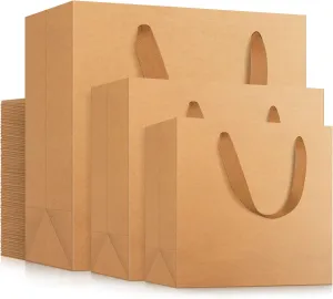 EUSOAR Kraft Paper Handle Bags - 3 Sizes Combination, 30pcs - Shopping, Present, Retail, Craft, Party, Environmental Bags - Horizontal Version