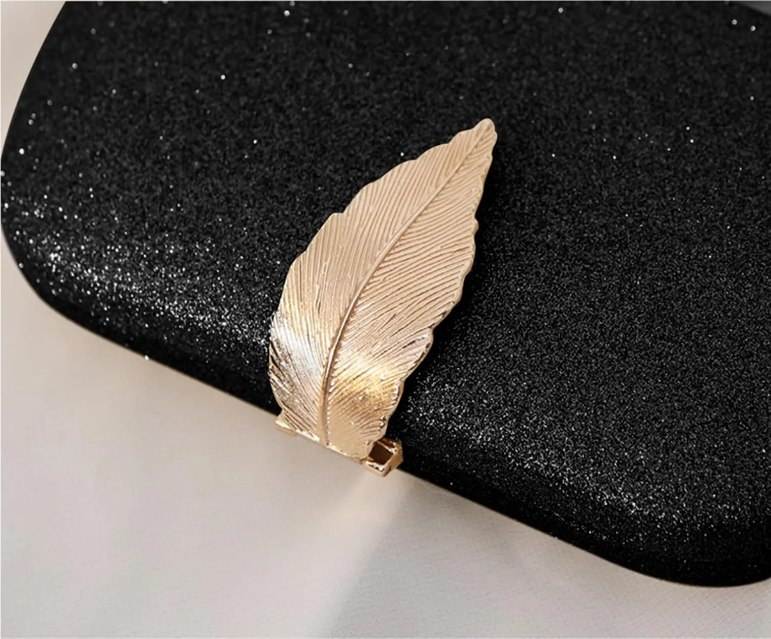 Evening Bag for Women-Convertible Handheld/Clutch/Shoulder Bag, Metal Leaf-Embellished Dressy Clutch for Banquet Prom Wedding