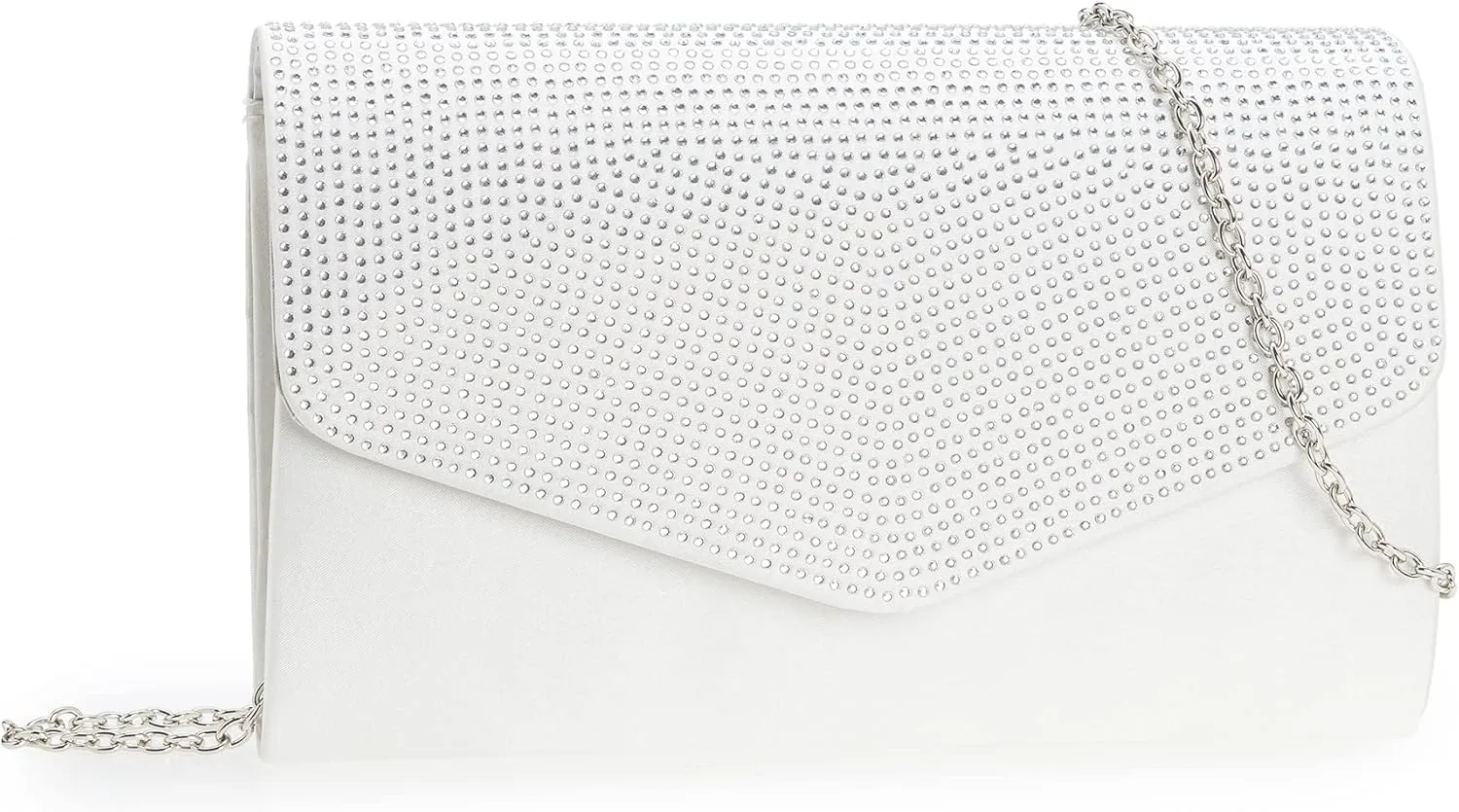 Evening Bag Woman Rhinestones Embellished Satin Clutch Small Formal Party Purse for Wedding/Prom/Black tie