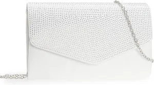 Evening Bag Woman Rhinestones Embellished Satin Clutch Small Formal Party Purse for Wedding/Prom/Black tie