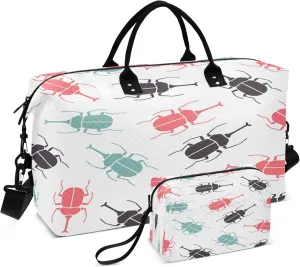 Exnundod Travel Duffel Bags Abstract Summer Rhinoceros Beetle Sports Gym Bag Weekender Carry On Tote Overnight Luggage Bags for Women and Men