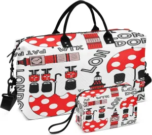 Exnundod Travel Duffel Bags London Soldier Cartoon Cute Sports Gym Bag Weekender Carry On Tote Overnight Luggage Bags for Women and Men