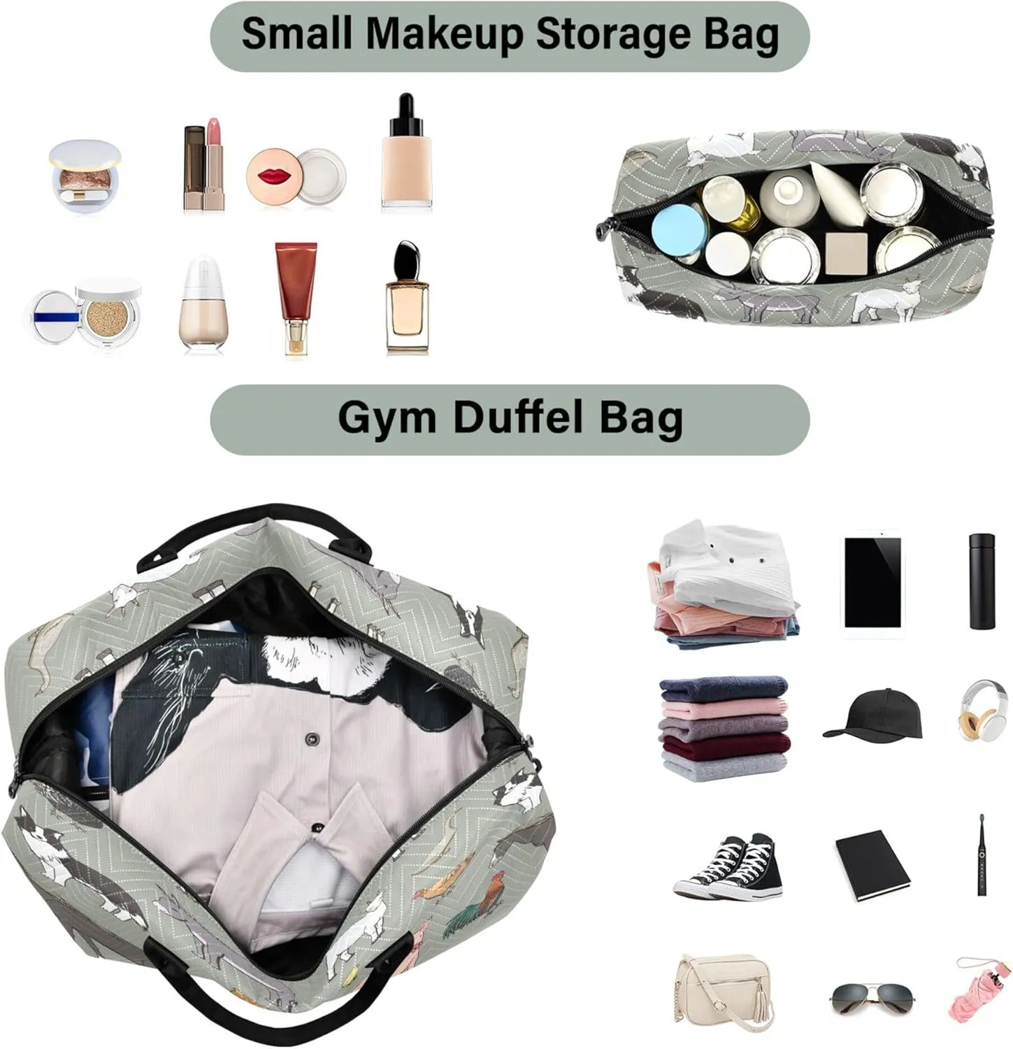 Exnundod Women Weekender Bags Country Farm Livestock Travel Duffel Bags Carry On Overnight Bag Cow Pig Sheep Large Hospital Tote Luggage