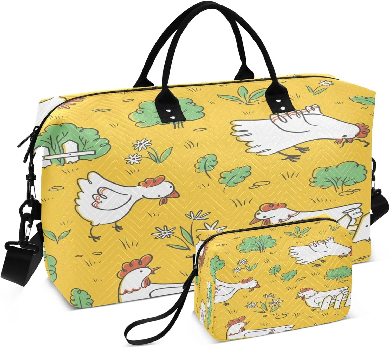 Exnundod Women Weekender Bags Doodle Cute Chickens Eggs Travel Duffel Bags Carry On Overnight Bag Large Hospital Tote Luggage
