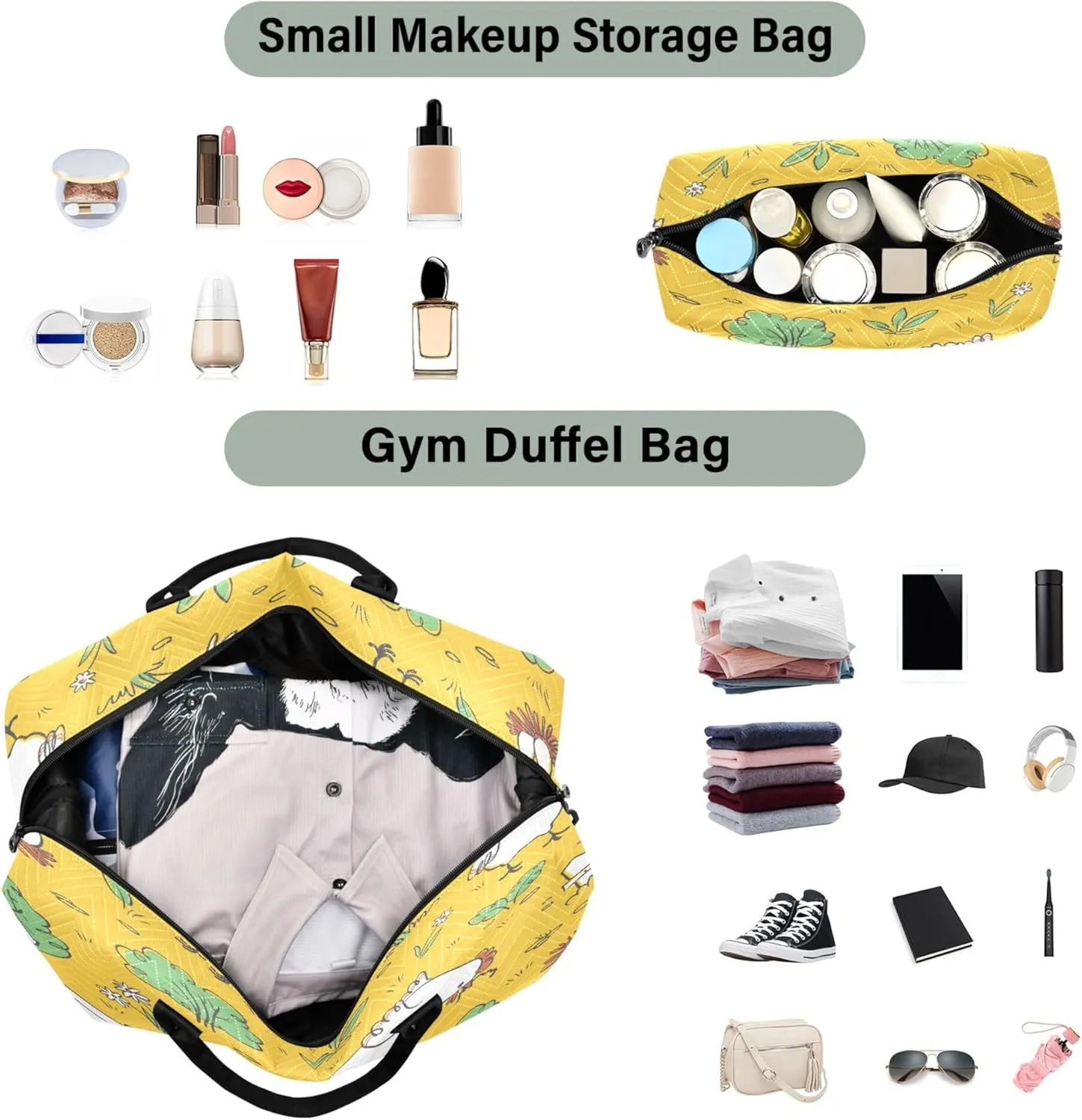 Exnundod Women Weekender Bags Doodle Cute Chickens Eggs Travel Duffel Bags Carry On Overnight Bag Large Hospital Tote Luggage