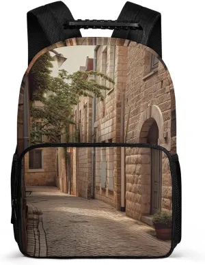Extra Large Laptop Backpack for Woman Lightweight Computer Bag Architecture Streets Houses Work Bag Travel Daypacks for Man