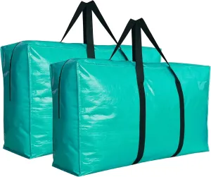 Extra Large Storage Bags, Jumbo Moving Tent Storage Bags, Foldable Big Turquoise XXL Duffle Bag for Travel,Christmas Tree Bag, 42x23x13.5inch - 2PACK