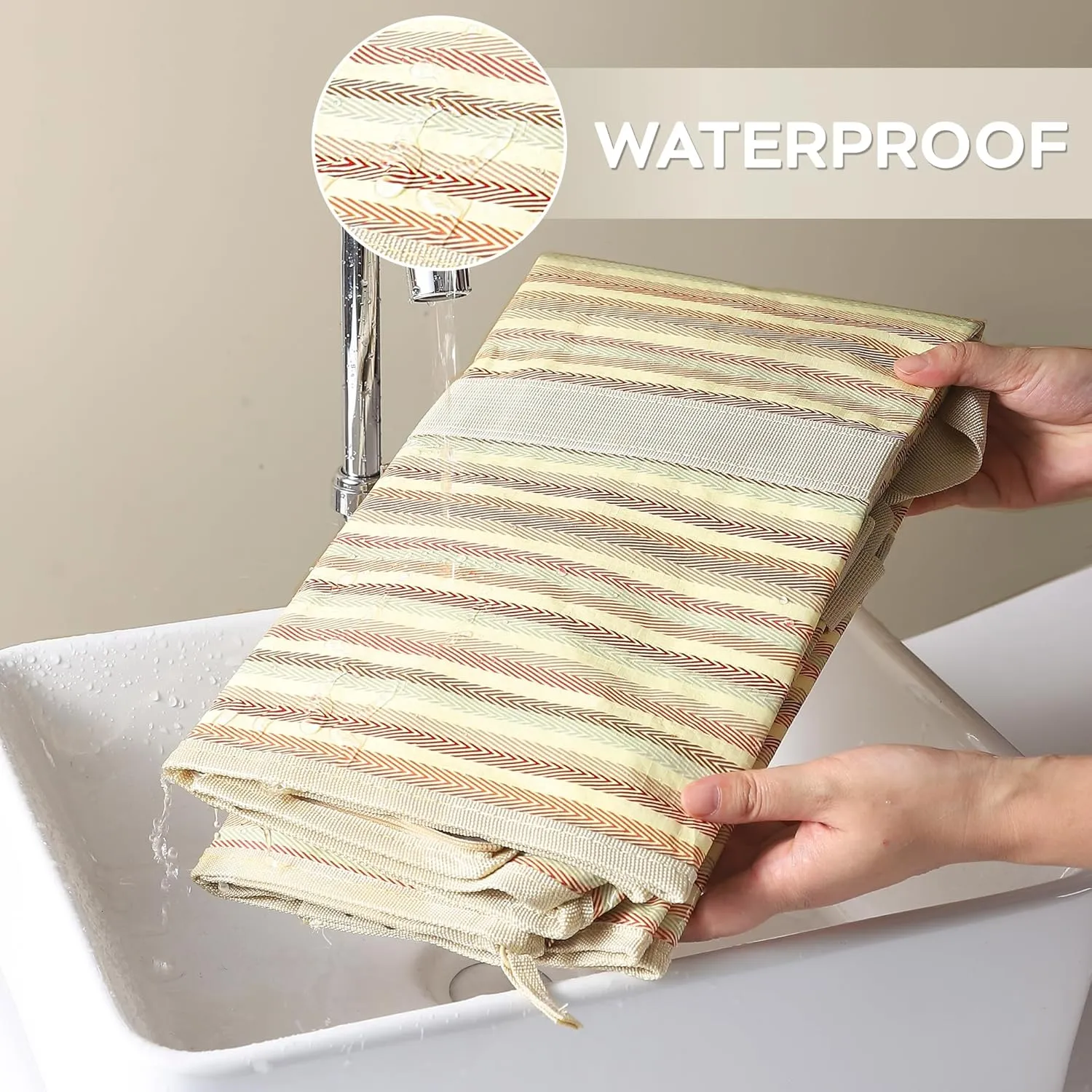 Extra Large Storage Bags with Visible Window, 6 Pack Heavy Duty Striped Moving Totes for Space Saving, Wrap Around Handles - Alternative to Boxes & Bins