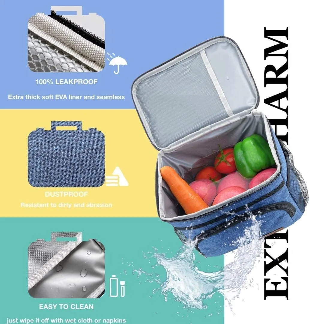 ExtraCharm Insulated Lunch Bag for Women/Men-Reusable Lunch Box for Office Picnic Hiking Beach-Leakproof Cooler Tote Bag Organizer with Adjustable Shoulder Strap for Adults-Floral Foliage
