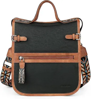 FADEON Crossbody Bags Purses for Women Designer Cross Body Shoulder Bag Purse PU Leather Top Handle Handbag Wide Strap