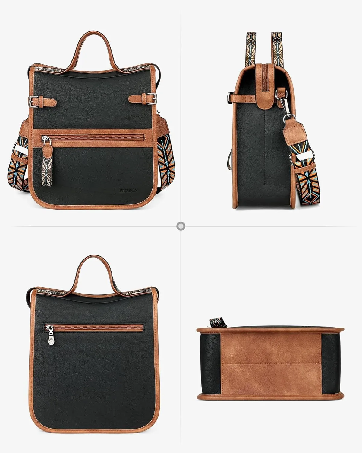 FADEON Crossbody Bags Purses for Women Designer Cross Body Shoulder Bag Purse PU Leather Top Handle Handbag Wide Strap