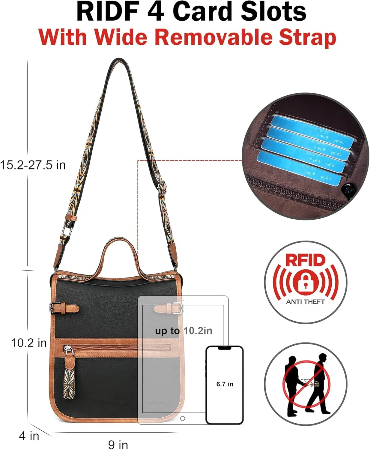 FADEON Crossbody Bags Purses for Women Designer Cross Body Shoulder Bag Purse PU Leather Top Handle Handbag Wide Strap