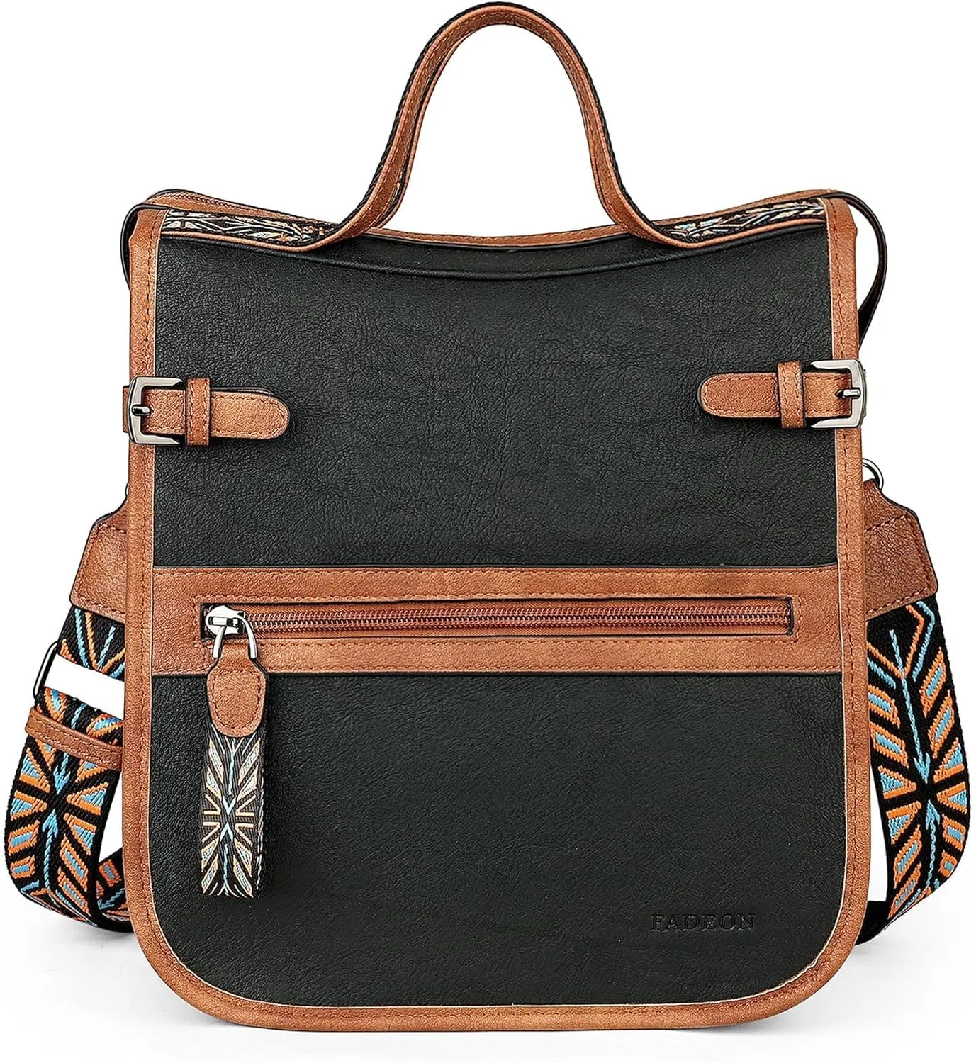 FADEON Crossbody Bags Purses for Women Designer Cross Body Shoulder Bag Purse PU Leather Top Handle Handbag Wide Strap