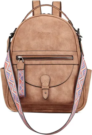 FADEON Mini Backpack Purse for Women, Designer Leather Cute Roomly Small Backpacks, Ladies Shoulder Backpack Fashion Handbag