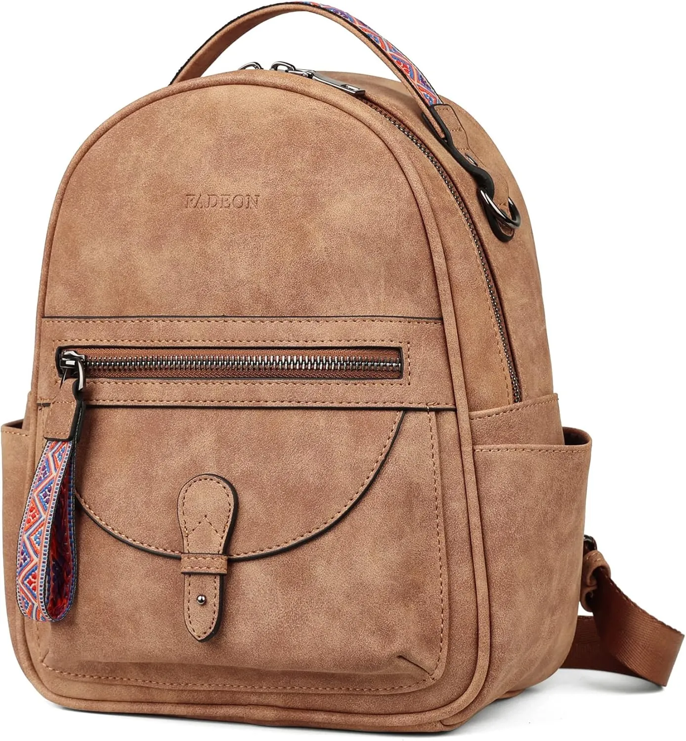 FADEON Mini Backpack Purse for Women, Designer Leather Cute Roomly Small Backpacks, Ladies Shoulder Backpack Fashion Handbag