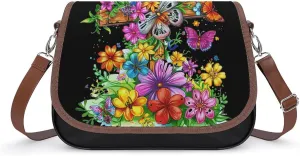 Faith-Cross Floral Butterflies Flowers Crossbody Bags for Women Trendy Shoulder Satchel Purses Messenger Bag