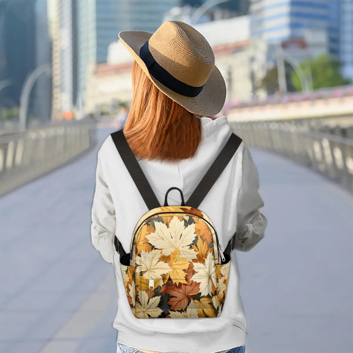 Fall Maple Leaves Mini Backpack Purse for Women Lightweight Shoulder Bag Women Shopping Backpack Small Backpacks Purse
