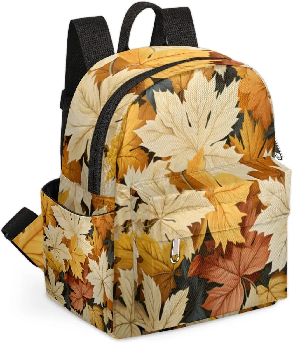 Fall Maple Leaves Mini Backpack Purse for Women Lightweight Shoulder Bag Women Shopping Backpack Small Backpacks Purse
