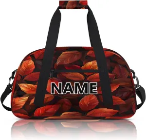 Fall Mini Gym Bag 18 inch for Women Men Waterproof Custom Autumn Leaves Travel Duffel Bag Carry On Overnight Tote Nurse Bag for Work Fitness Hiking