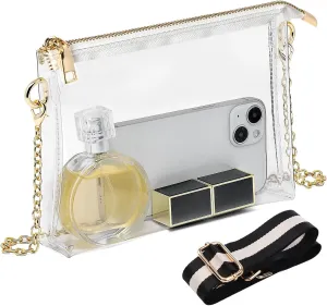 FANGSUN Clear Purse for Women, Clear Crossbody Bag Stadium Approved, Small Transparent Handbag for Concert Event Festival