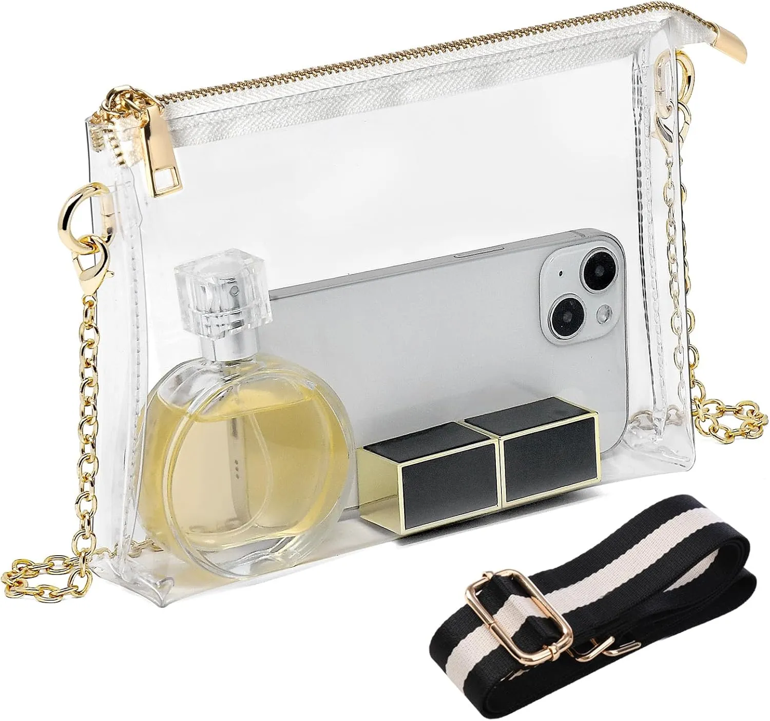 FANGSUN Clear Purse for Women, Clear Crossbody Bag Stadium Approved, Small Transparent Handbag for Concert Event Festival