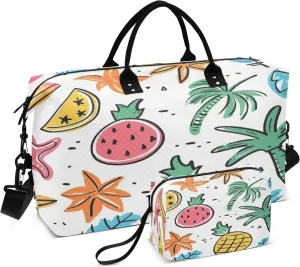 Fantastic Coconut Tree Travel Duffel Bags with Toiletry Bag and Adjustable Strap for Travel Gym Yoga