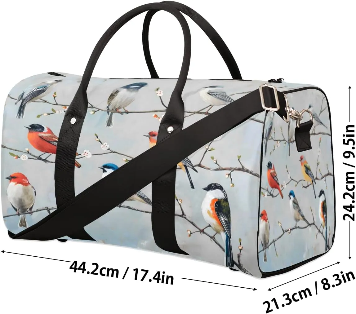 Farmhouse Bird Travel Duffle Bag, Sports Gym Bags for Women Men, Carry On Weekender Overnight Workout Airplane Trips Bag
