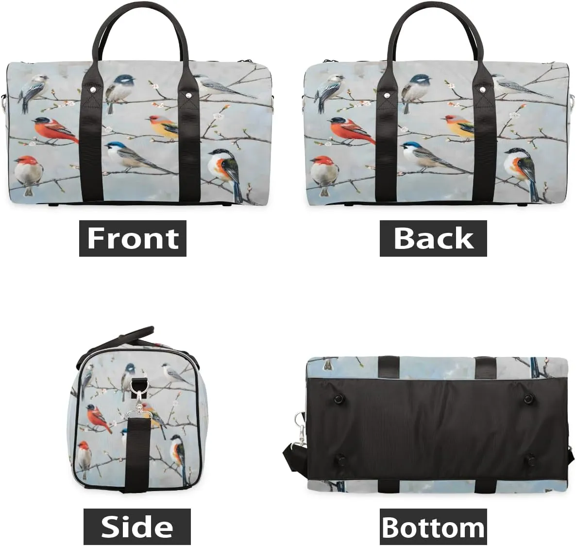 Farmhouse Bird Travel Duffle Bag, Sports Gym Bags for Women Men, Carry On Weekender Overnight Workout Airplane Trips Bag