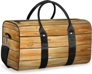 Farmhouse Country Wood Travel Duffle Bag, Sports Gym Bags for Women Men, Carry On Weekender Overnight Workout Airplane Trips Bag