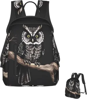Fashion Backpack Casual Travel Daypack Lightweight Laptop Bags Late Night Owl Laptop Backpacks for Women Men